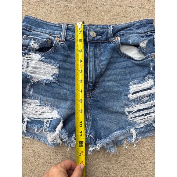 American Eagle Women’s Size 8 Distressed Dark Wash Denim Short Shorts - Picture 8 of 8